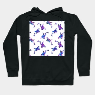 Bright watercolor galaxy pattern with orca Hoodie